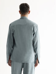 LIGHT BLUE LINEN OVERSHIRT