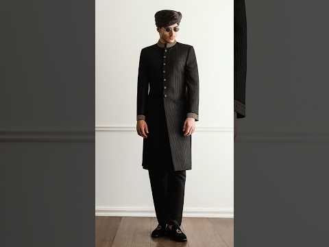 BLACK CHAIN ROPE EMBROIDERED SHERWANI