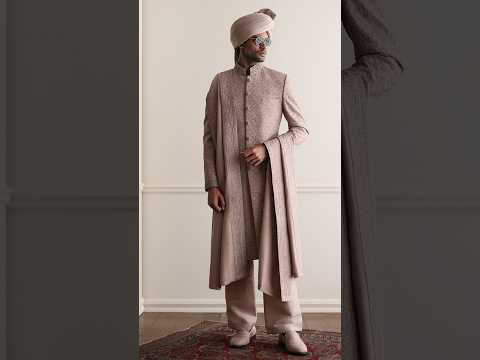 WARM SAND HAND EMBROIDERED SHERWANI