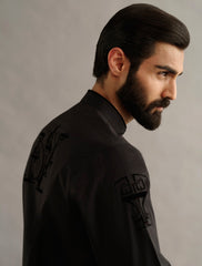 BLACK VELVET APPLIQUE KAMEEZ SHALWAR