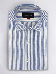 BLUE-WHITE STRIPE LINEN SHIRT