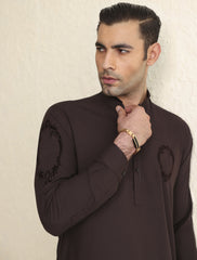 BROWN APPLIQUE EMBELLISHED KAMEEZ SHALWAR-S