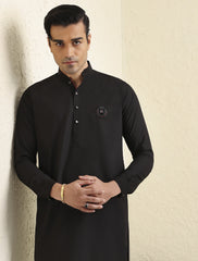 BLACK MANDARIN COLLAR- REVIT DETAILED KAMEEZ SHALWAR-S