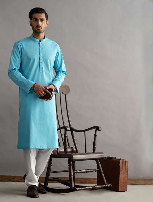 TURQUOISE - THREAD DEATILED KURTA