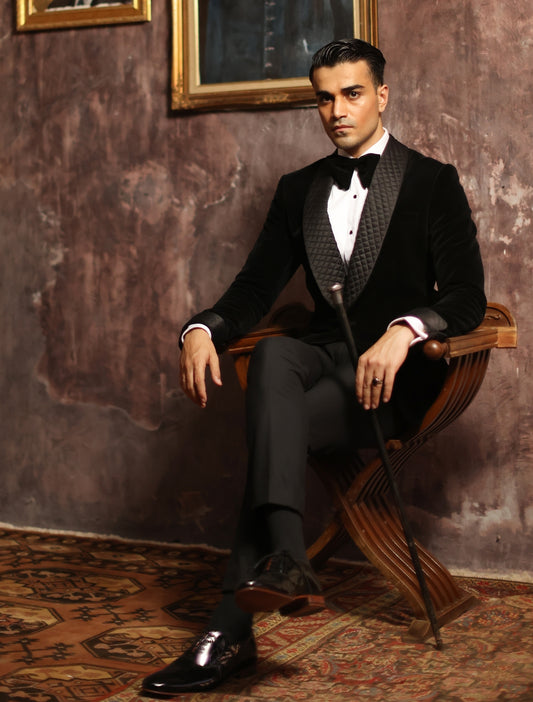 BLACK VELVET TUXEDO JACKET