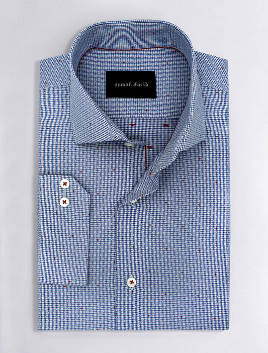 BLUE TEXTURED SHIRT