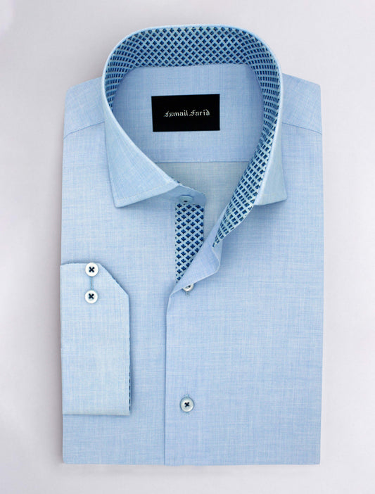 SKY BLUE TEXTURED SHIRT