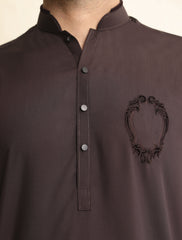 BROWN APPLIQUE EMBELLISHED KAMEEZ SHALWAR-S