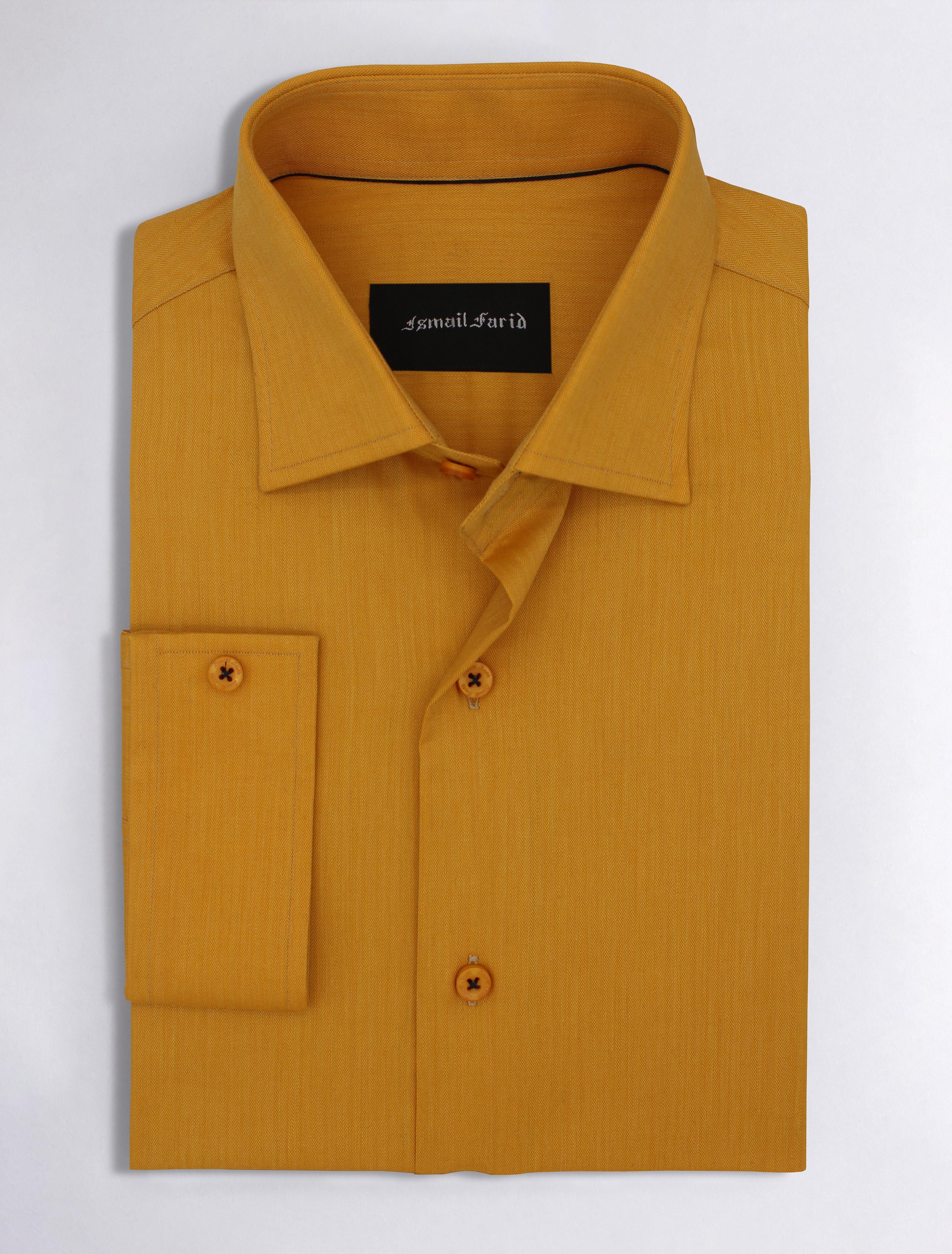 mustard color dress shirt Men's gold yellow color long sleeves dress shirt 16 1/2 ( 34-35 )