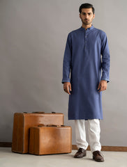 BLUE EGYPTIAN COTTON - MOTIF KURTA