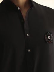 BLACK MANDARIN COLLAR- REVIT DETAILED KAMEEZ SHALWAR-S