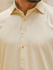 CREAM OXFORD PIN POINT KAMEEZ SHALWAR