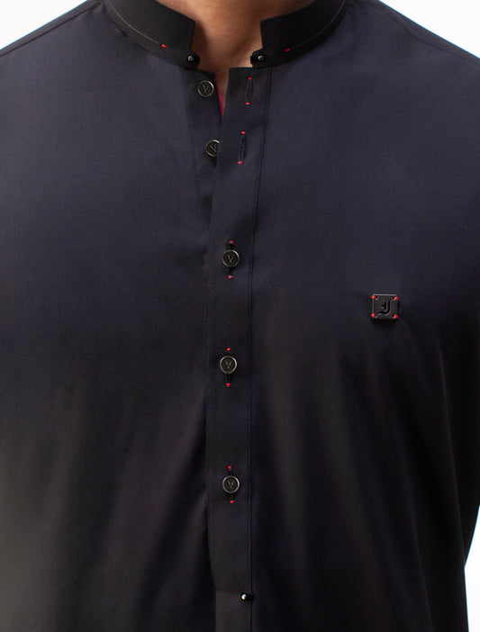 BLACK MANDARIN COLLAR- REVIT DETAILED KURTA PAJAMA
