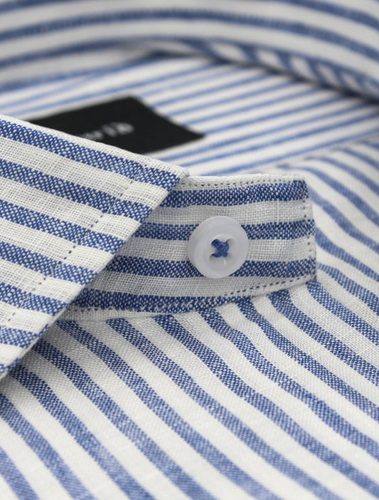 BLUE-WHITE STRIPE LINEN SHIRT