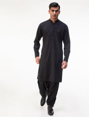 BLACK MANDARIN COLLAR- REVIT DETAILED KAMEEZ SHALWAR