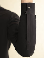 BLACK MANDARIN COLLAR- REVIT DETAILED KAMEEZ SHALWAR-S