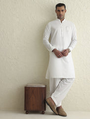 OFF WHITE APPLIQUE EMBELLISHED KAMEEZ SHALWAR-S