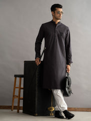 DARK GREY- FRONT MONOGRAM KURTA