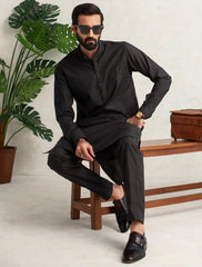 DARK GRAY PATCH WORK KURTA PAJAMA