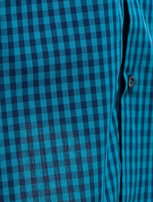 TURQOISE  & NAVY GINGHAM SHIRT