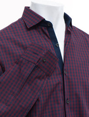 MOROON & NAVY GINGHAM SHIRT