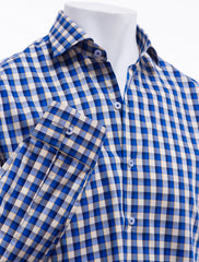 BLUE- BEIGE GINGHAM SHIRT