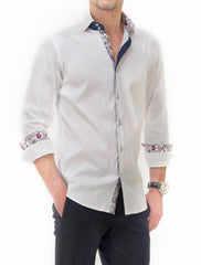 WHITE SHIRT WITH PAISLEY PRINT DETIALS
