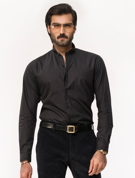 BLACK RIVET DETAILED SHIRT