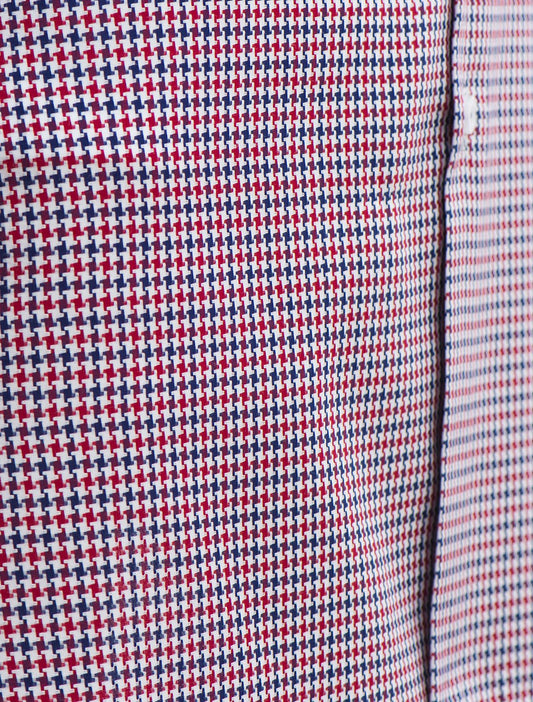 NAVY-RED HOUNDSTOOTH SHIRT