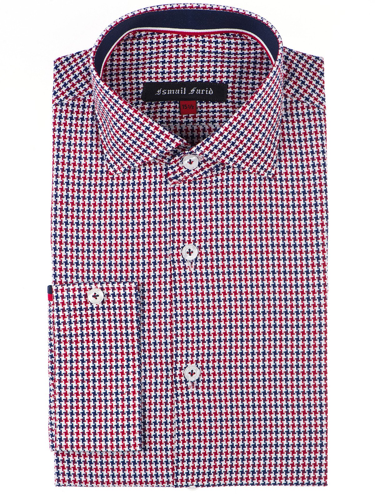 NAVY-RED HOUNDSTOOTH SHIRT