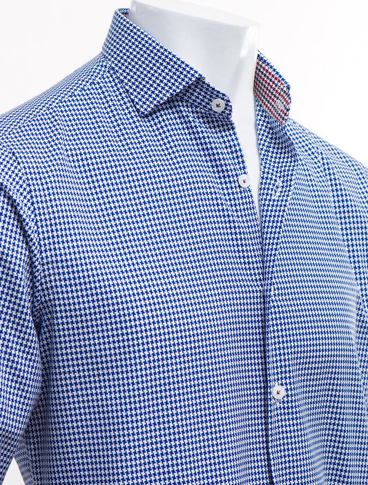 BLUE & WHITE HOUNDSTOOTH SHIRT