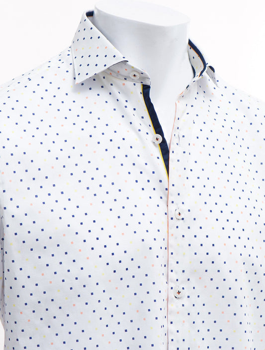 WHITE TEXTURED DRESS SHIRT