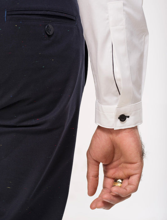 WHITE FRONT EMBROIDED SHIRT