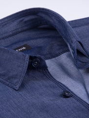 DENIM SHIRT WITH POINTED COLLAR