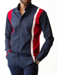 NAVY AND RED DESIGN SHIRT – Ismail Farid Pakistan