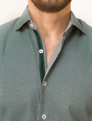 GREEN HOUNDSTOOTH PRINTED SHIRT