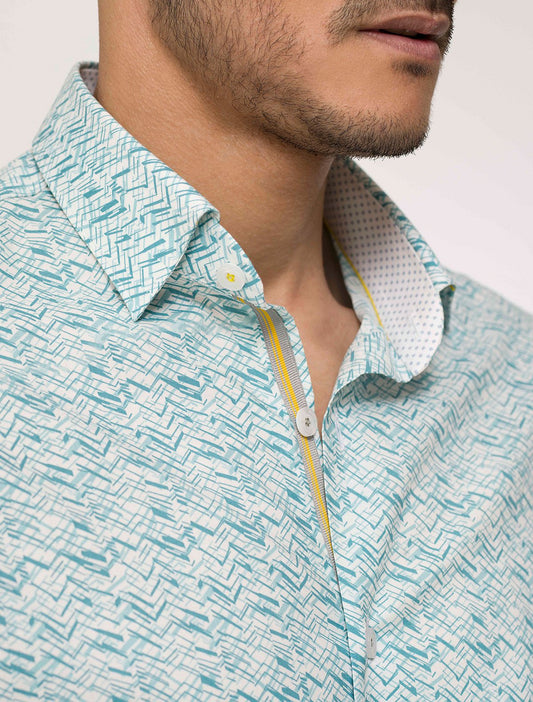 WHITE & BLUE PRINTED SHIRT