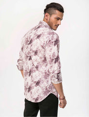 WHITE & MAROON ABSTRACT PRINT SHIRT