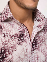 WHITE & MAROON ABSTRACT PRINT SHIRT