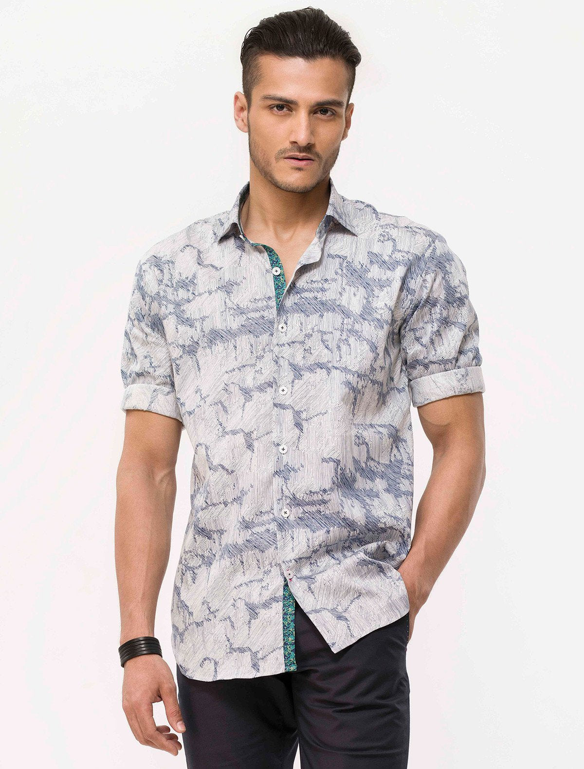 BLUE- SKETCH PRINT SHIRT