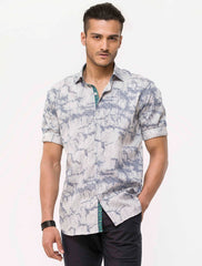 BLUE- SKETCH PRINT SHIRT