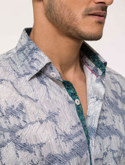 BLUE- SKETCH PRINT SHIRT