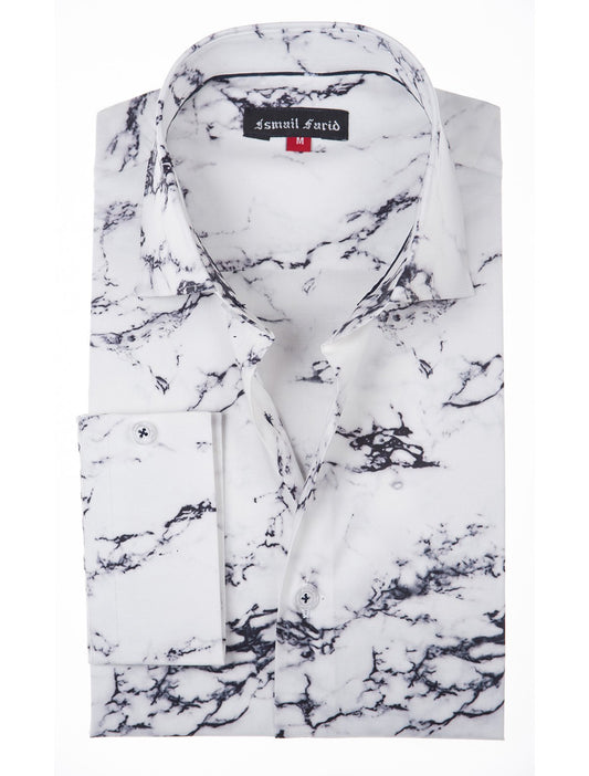 white marble print SHIRT