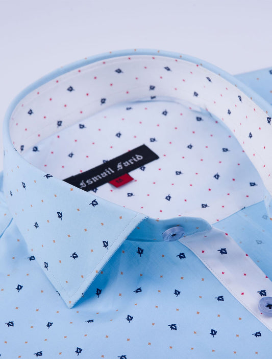 WHITE & BLUE PRINTED SHIRT