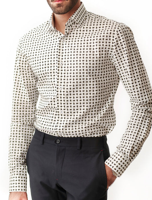 WHITE AND BLACK PRINTED SHIRT