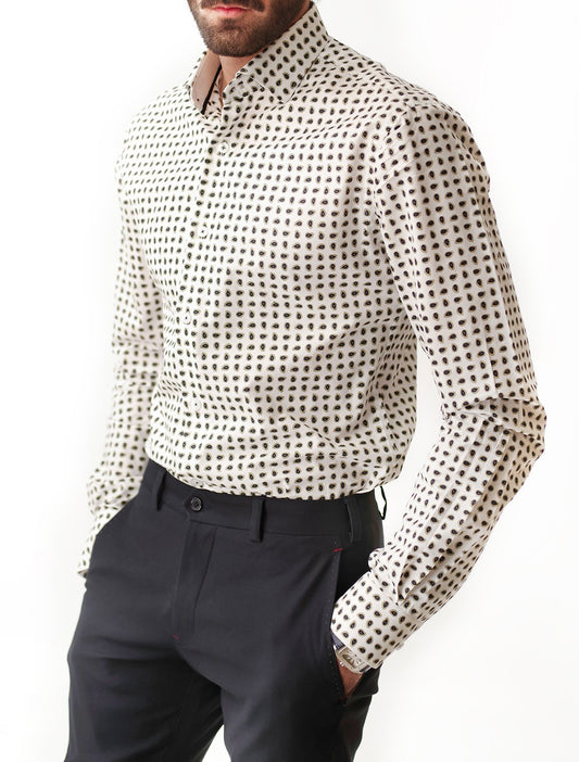 WHITE AND BLACK PRINTED SHIRT