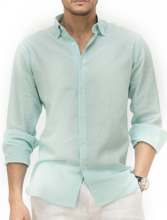 SUMMER TURQUOISE LINEN SHIRT
