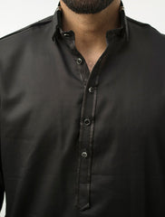 BLACK WITH VELVET TRIMS