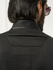 BLACK WITH VELVET TRIMS