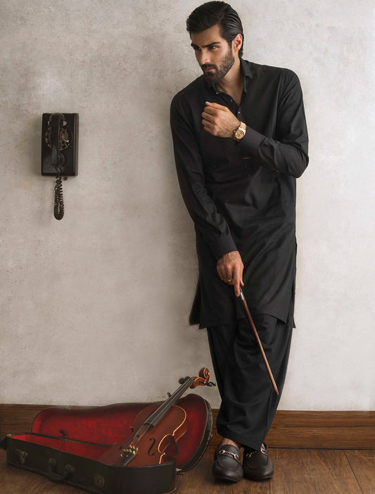 BLACK ROYAL TWILL KAMEEZ SHALWAR